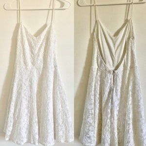 Zara Trafaluc White Lace Fit and Flare Backless Mini Dress